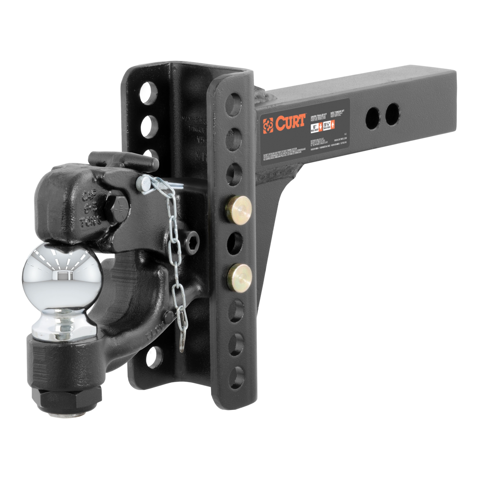 Curt Manufacturing, Adjustable Channel Mount w/ 2-5/16in. Ball Pintle 2in. Shank, Model# 45907